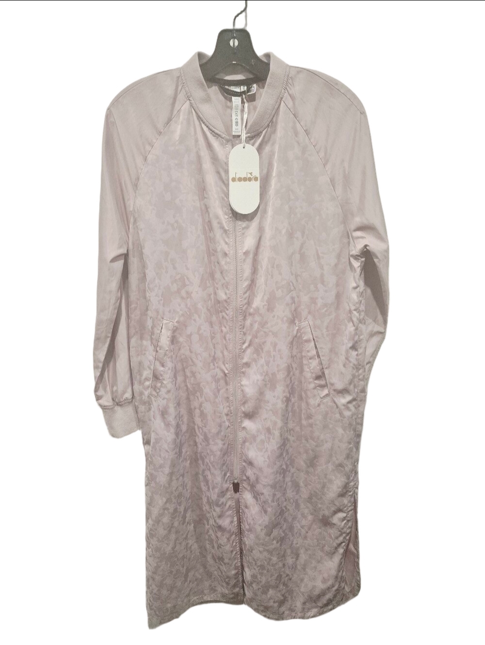 NWT Diadora Luxe Collection Women's Long Printed Bomber Jacket Dusty Rose Pink